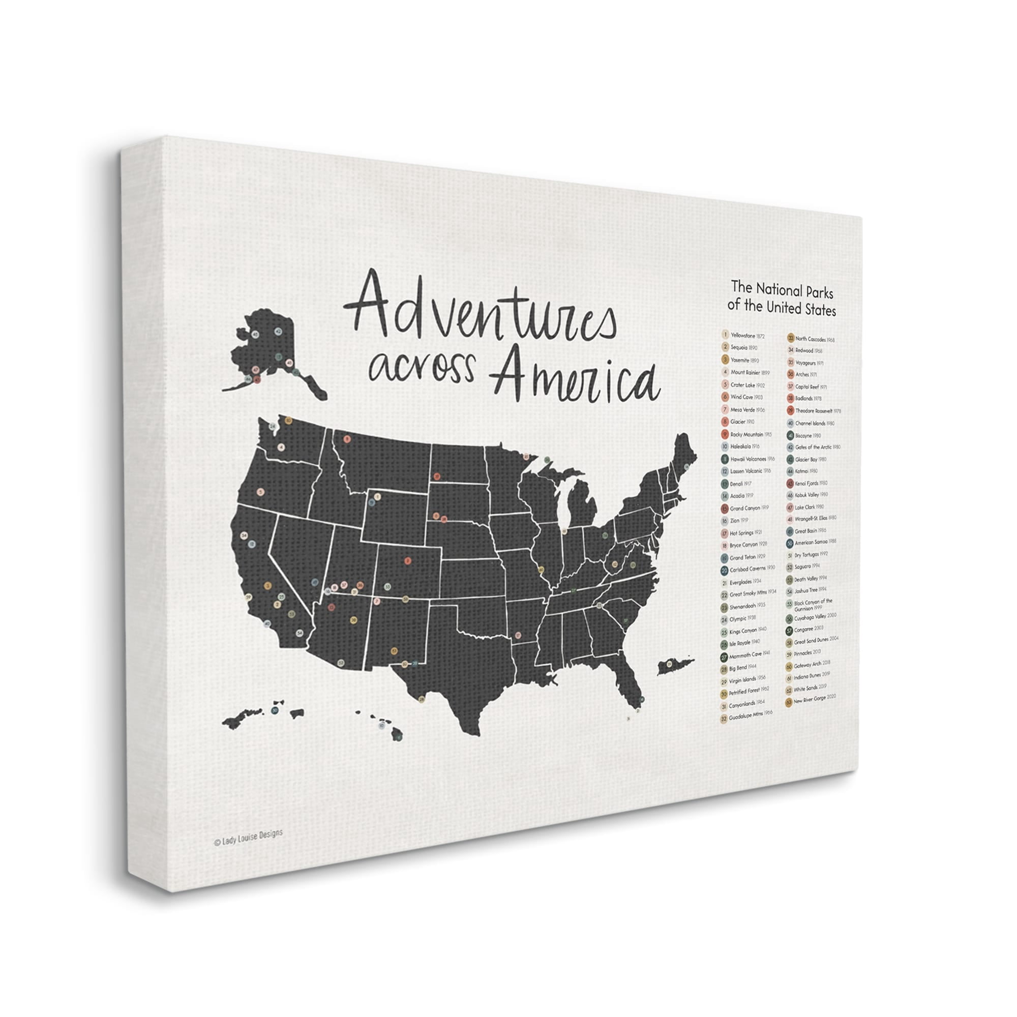 Stupell Adventures Across America Chart Travel & Places Painting Gallery Wrapped Canvas Print Wall Art