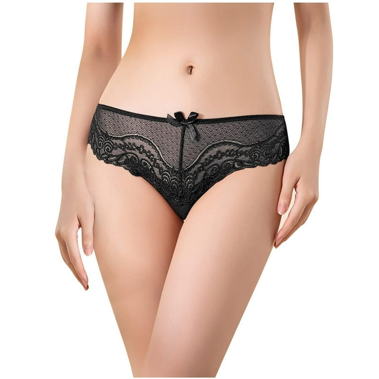 HUPOM Period Thong Underwear For Women Panties For Women Briefs Leisure Tie  Seamless Waistband Black M
