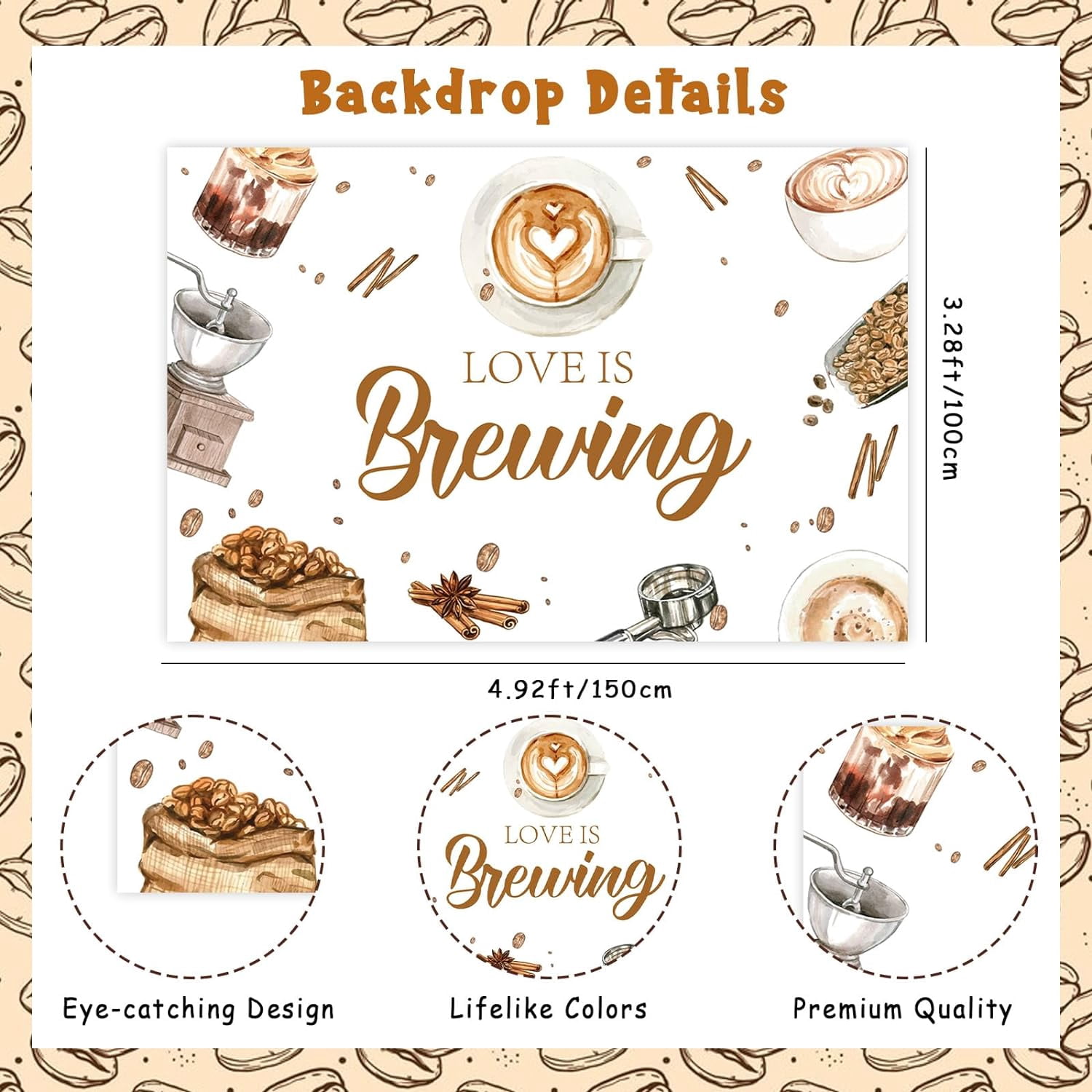 Wuhananboruib Bridal Shower Decorations Love Is Brewing Backdrop Banner Coffee Balloon Arch Kit Love Is Brewing Coffee Bar Bachelorette Party Supply for Lovers Wedding Shower