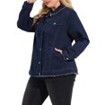 thumbnail image 4 of Agnes Orinda Women's Plus Size Button Down Chest Pocket Short Denim Jacket 2X Dark Blue, 4 of 6