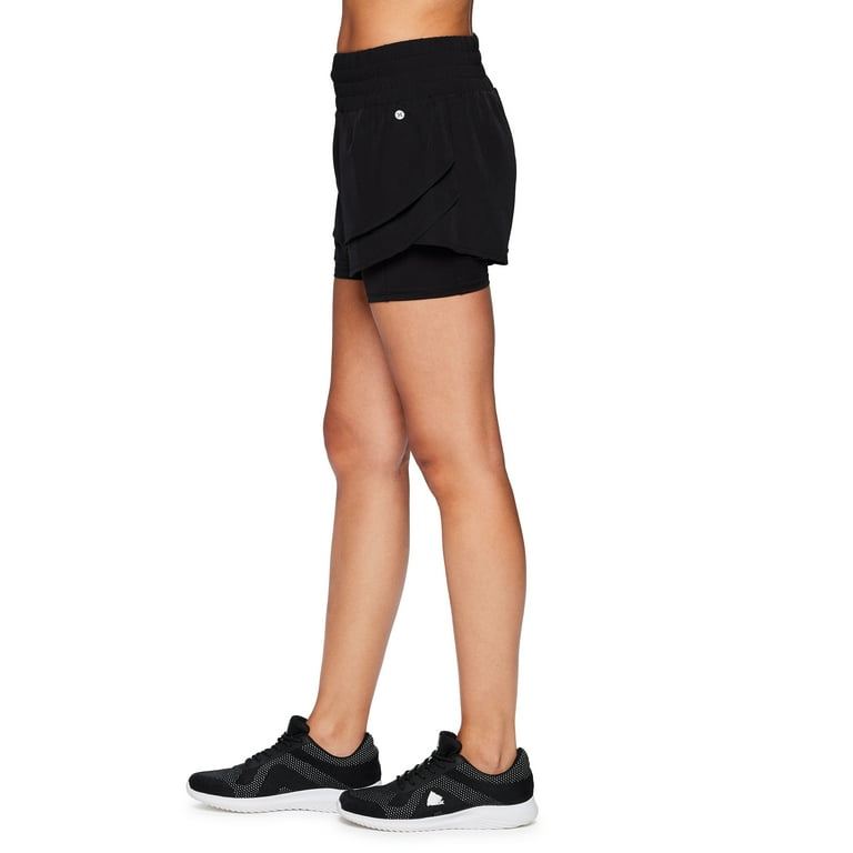 RBX Active Women s Double Hem Woven Running Short With Inner Bike Shorts Walmart