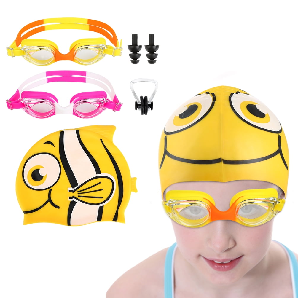 Vbiger Kids Leakproof Silicone Frame Swim Goggles Anti Fog Swimming Goggles with Swim Cap, Nose Clip and Ear Plugs,... by