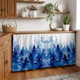 thumbnail image 3 of Blue Christmas Cabinet Curtain 32"Wx55"L,Dustproof Pantry Door Curtain with Self Adhesive Tape,Winter Snowflake Abstract Forest Tree Tall Storage Cover Privacy Drape for Bathroom Kitchen Laundry Room, 3 of 9
