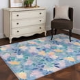 thumbnail image 6 of Rectangle Rug 4x6ft Area Rug, Vintage Watercolor Green Blue Leaves Area Rugs for Living Room Bedroom, Retro Yellow Daisies Floor Mat Non-Slip Non-Shedding Carpet Indoor Accent Rugs, 6 of 9