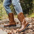 thumbnail image 4 of Men’s Durable Western Work Boots, Leather & Camo Mid-Calf Cowboy Boots, Non-Slip Outsole for Construction, Farm & Outdoor Activities, 4 of 6