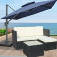 thumbnail image 2 of 3 Piece Patio Furniture Set,All-Weather Outdoor Sectional Sofa Set,Patio Conversation Set with Table & Cushions for Patio Deck Garden Poolside Yard,Beige, 2 of 13