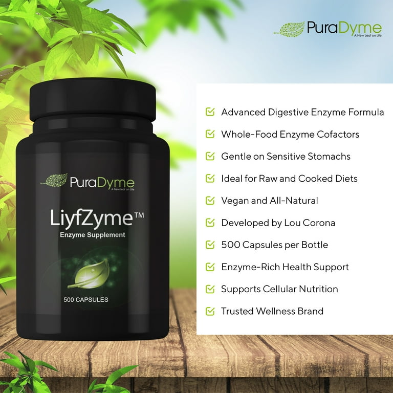 PuraDyme LiyfZyme Plant-Based Digestive Enzyme Supplement