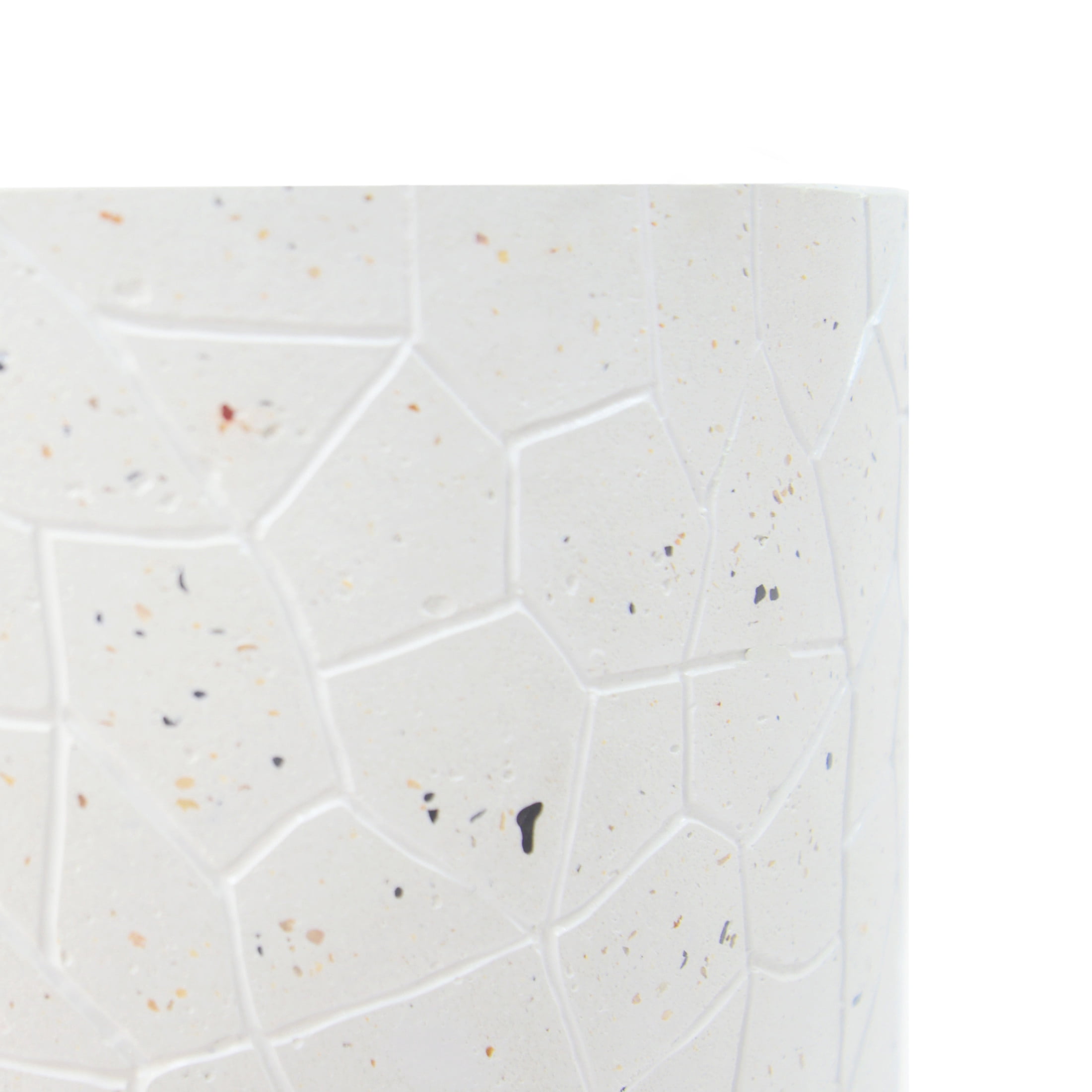 Morien Outdoor Patio Round Accent Table, Concrete, Terrazzo White