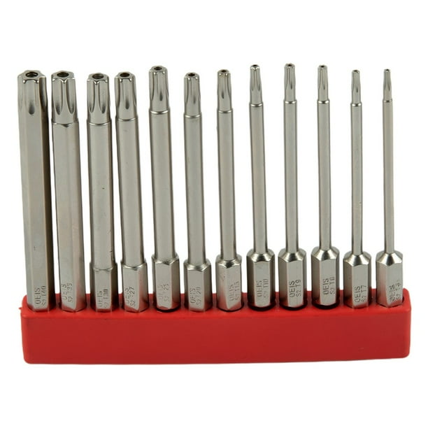 Lefu 12pcs Hollow Torx Screwdriver Bits Hex Shank T40 Tool For
