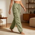 thumbnail image 4 of Noric Women's Plus Size High Waist Cargo Pants Loose Lightweight Casual Drawstring Workout Yoga Athletic Joggers with Pockets, 4 of 6