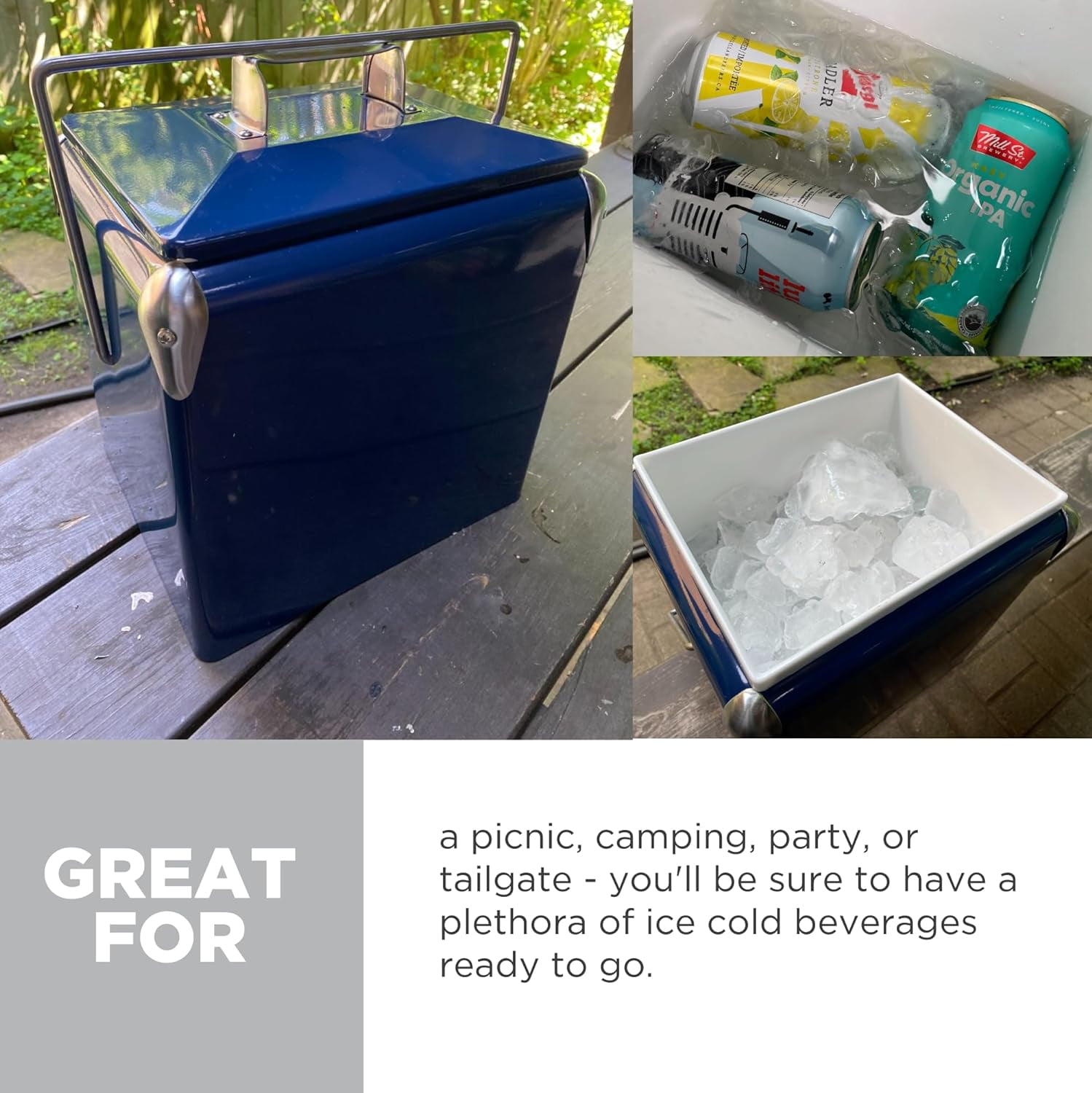 CREATIVE OUTDOOR Retro Stainless Steel Ice Chest Cooler for