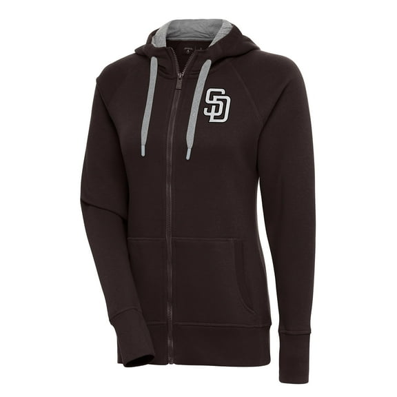 Women's Antigua Brown San Diego Padres Brushed Metallic Victory Full-Zip Hoodie