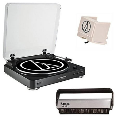 Audio Technica AT-LP60BK Turntable (Black) w/ Knox Vinyl Brush & Extra