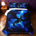 thumbnail image 2 of Manfei Neon Dragon Animals Twin Quilt Set,Retro Cloud Starry Sky Twin Coverlet Set,Blue Black,2pcs,1 Bedspread and 1 Pillowcase, 2 of 7