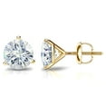 thumbnail image 1 of 14k Yellow Gold Round Moissanite Stud Earrings (2ct TGW, 6.5mm, J-K) 3-Prong Martini, Screw-Back by Diamond Wish, 1 of 3