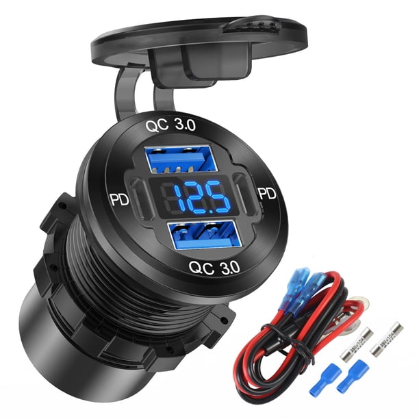 Cargador de coche Hapytrip de 4 puertos, 12 V, salida USB, 78 W PD y QC