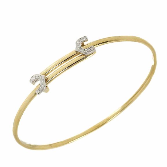 Pre-Owned Cartier 2C Diamond Bangle, 19cm, 18K Yellow and White Gold (YG, WG) 750 C2 Bracelet