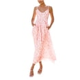 thumbnail image 1 of Vestido de Malla para las Mujeres Sexy Flor Impresión Cuello en V Ajustable Sling Encaje, Elástico Cintura Largo Vestido para la Fiesta Y la Fecha, 1 of 8