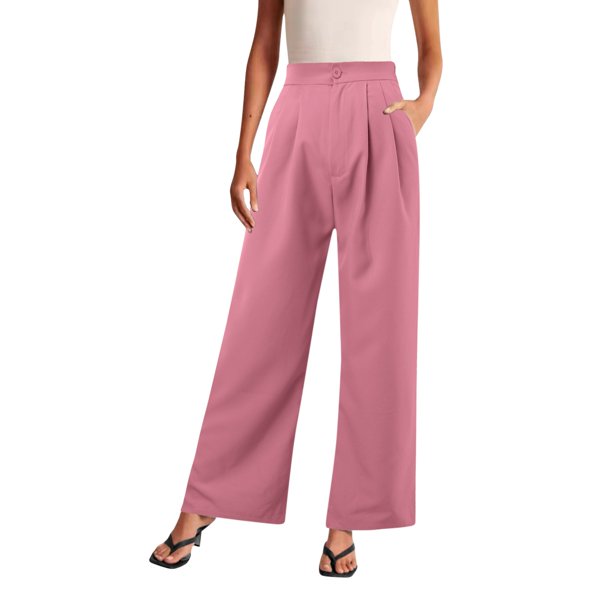 Gibobby Pantalones deportivos para mujer Omen's Pantalones anchos de pierna para trabajo, sueltos, de talle, vestido palazzo, pantalones fluidos(Morado,M)