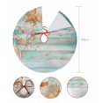 thumbnail image 7 of Aqua Coastal Christmas Tree Skirt 48 Inches Large Christmas Skirt Tree, Summer Beach Starfish Shell Vintage Wood Tree Skirt Christmas Decorations for Fireplace Party Holidays Indoor Outdoor, 7 of 7