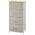 thumbnail image 5 of 4-Tier Dresser Tower, Fabric Drawer Organizer With 4 Easy Pull Drawers With Metal Frame,Wooden Tabletop For Living Room, Closet, Linen/Natural, 5 of 14