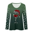thumbnail image 4 of KHONTS V Neck Christmas T Shirts for Women Funny Long Sleeve Xmas Red Glass Shirts Pullover Tops Green XL, 4 of 4