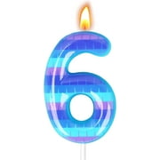 Video Game Birthday Candles, Number Candles for Birthday Party Cake Decoration Supplies (Number 6)