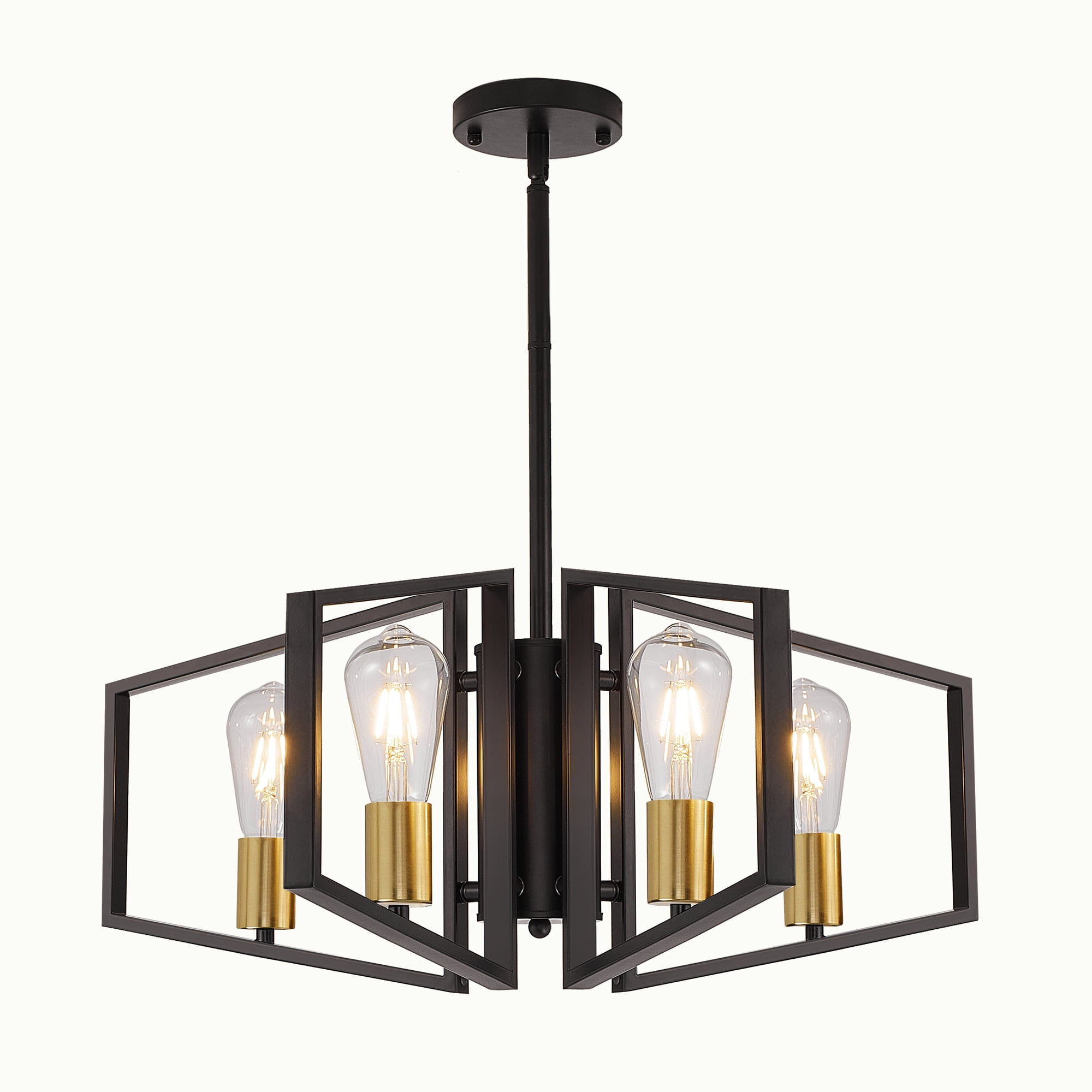 4-Light Dinging Room Lighting Farmhouse Chandelier for Dining Room Kitchen Island Bedroom,Black Gold