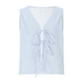 thumbnail image 5 of Youyipin Womens Tank Tops Women's Summer Two Piece Sets Vacation Outfits Matching Short Sets Tie Front Linen Gingham Vest And Shorts Going Out Tops, 5 of 7