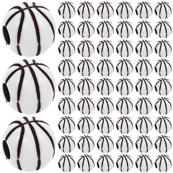 ROSENICE 100Pcs Acrylic White Round Volleyball Beads for Jewelry Making Sports Events
