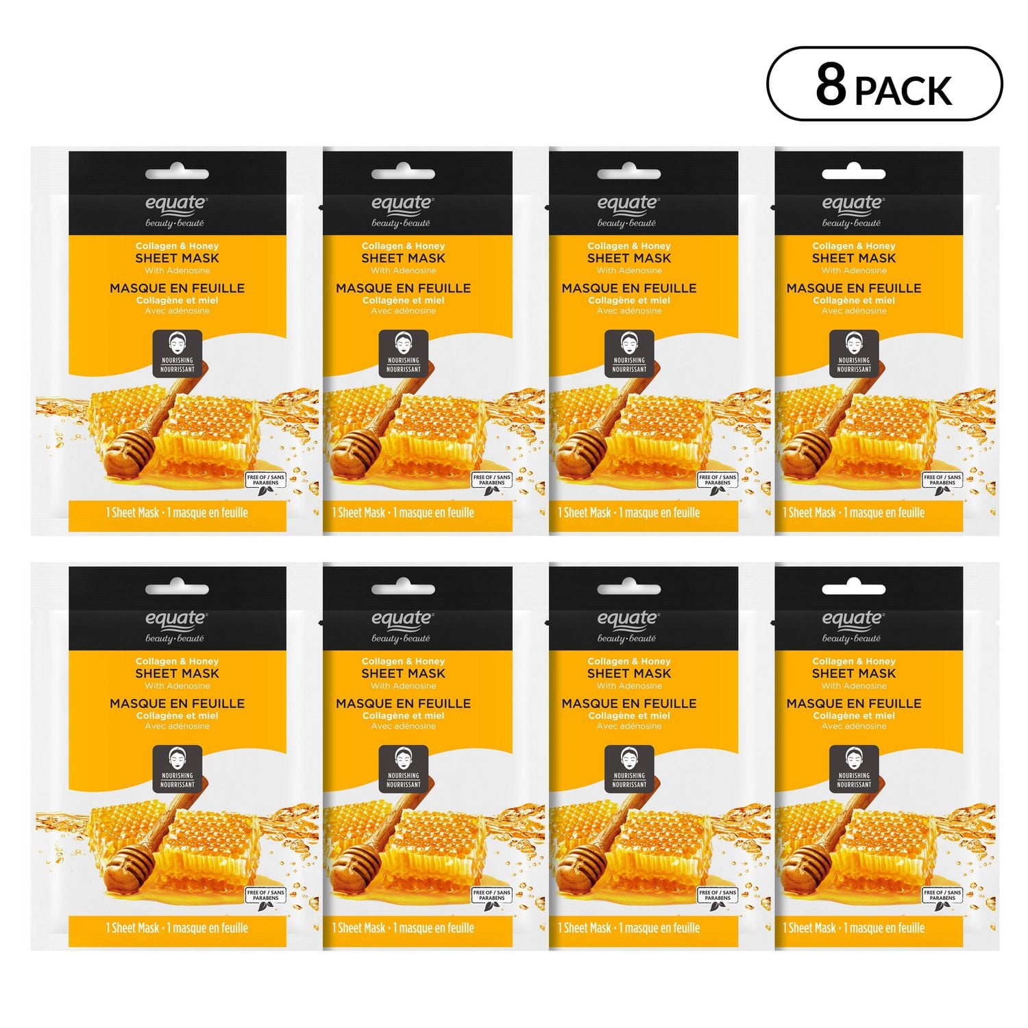 Equate Beauty Collagen & Honey Sheet Mask 8PK