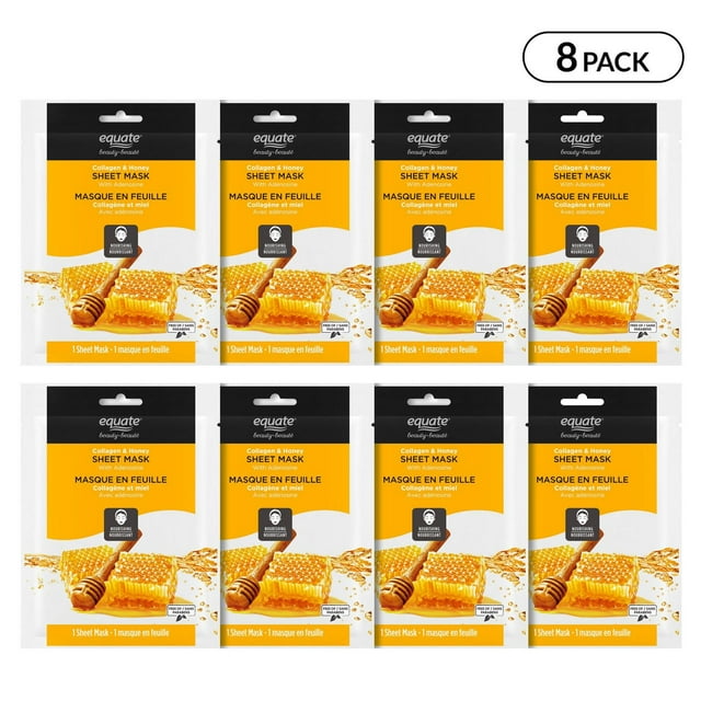 Equate Beauty Masque En Feuille Collagène Et Miel 8PK