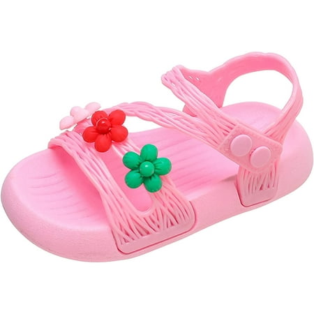 Toddler Girls Sandals Slip On Soft Sole Sandals Non-Slip Open Toe Floral Shoes Summer Beach for Little Kid/Big Kid