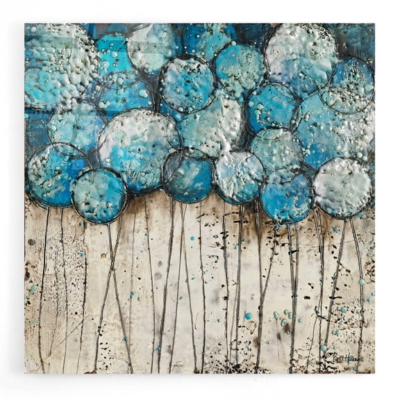 Epic Art 'Bubble Trees in Blue' by Britt Hallowell, Acrylic Glass Wall Art, 12"x12"
