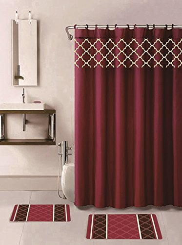 burgundy bath mat set