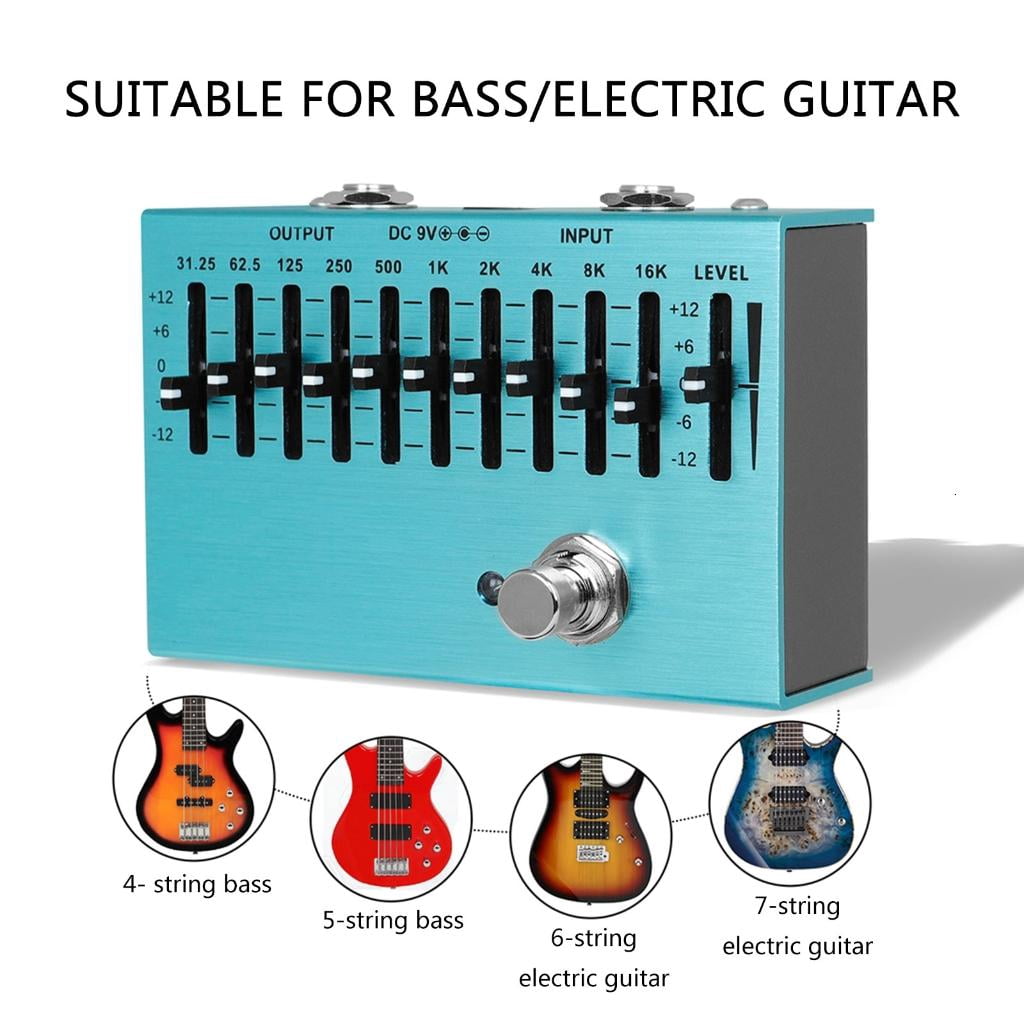 Yihuala Multifuntional 10 Band Equalizers Effect Pedal Guitar Effects Sound Enhancer Music Production Gear Portable Equa