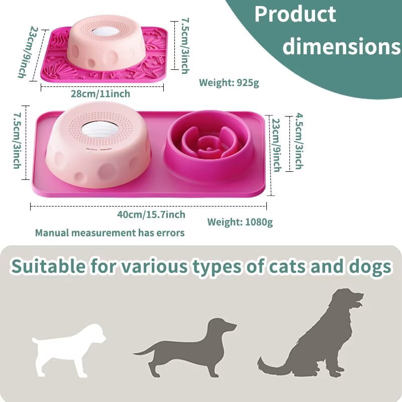 Large Silicone Dog Lick Bowl, Gen 3 Standard Slow Feeder Lick Mat with Suction Base, Anxiety Relief for Dogs & Cats, Blue-Green Combo