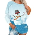 thumbnail image 2 of Chandail en Molleton de Noël pour Femmes 2023 Mode Imprimé de Noël Manches Longues Blouse Col Rond Chandail Décontracté Hauts Chandails en Molleton en Liquidation, 2 of 5