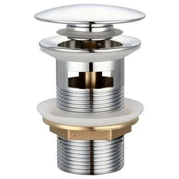 Rawiri Push-Button Siphon Drain for Washbasin, Click-Clac Design Chrome Brass Basin Waste with Overflow