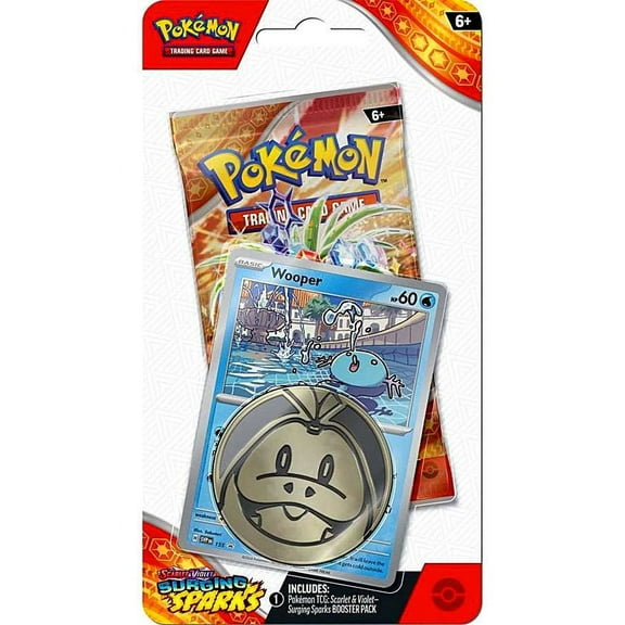 Pokemon Scarlet & Violet Surging Sparks Wooper Checklane BLISTER Pack (Booster Pack, Promo Card & Coin)