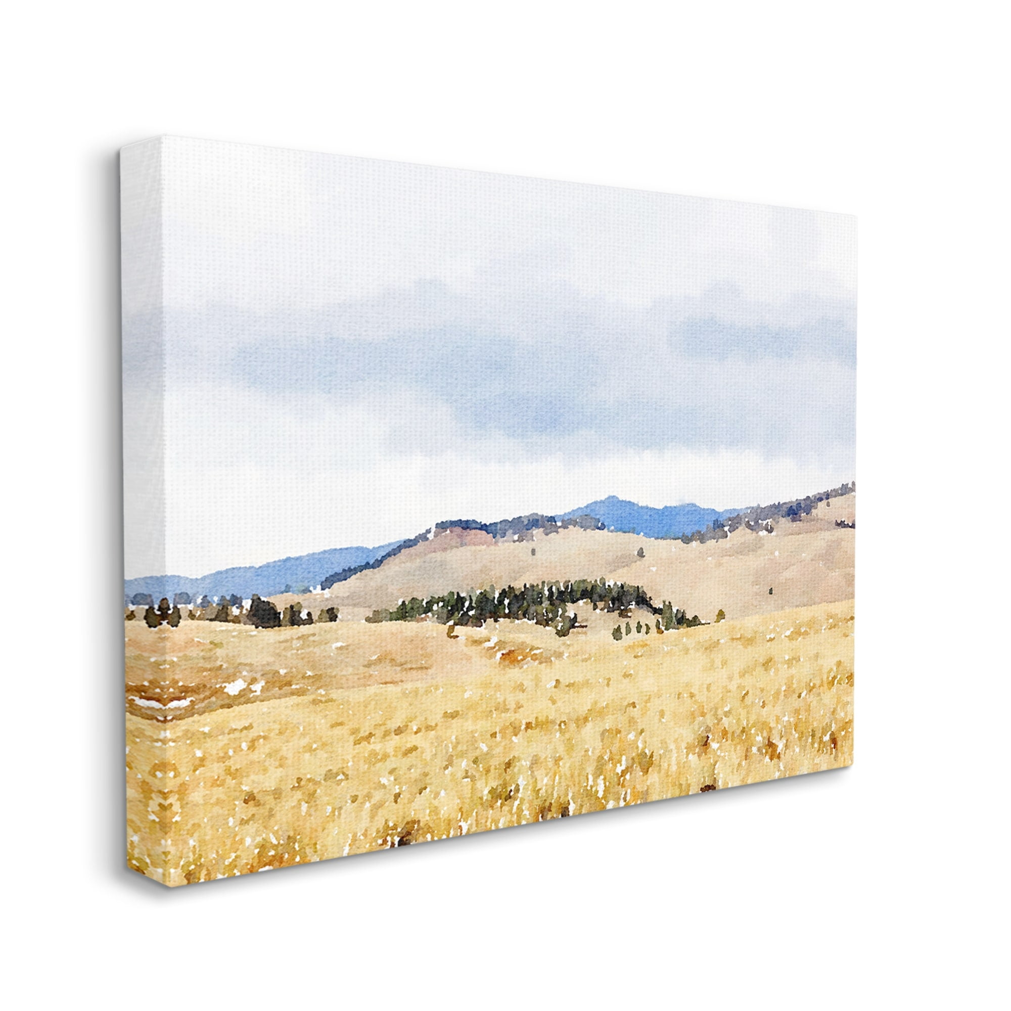 Stupell Grassy Plateau Vasty Countryside Landscape Painting Gallery Wrapped Canvas Print Wall Art