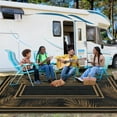 thumbnail image 6 of Hasoo 8' x 10' Brown Outdoor Rug Plastic Straw Border Carpet Waterproof PP Tube Woven Portable Mat for Patio Decor, Balcony, Picnic, 6 of 6