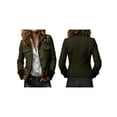thumbnail image 3 of Jacket Women Long Sleeve Vintage Jacket Velvet Cuffs Button Up Blazer Utility Pockets Work Coat Green XXL, 3 of 9