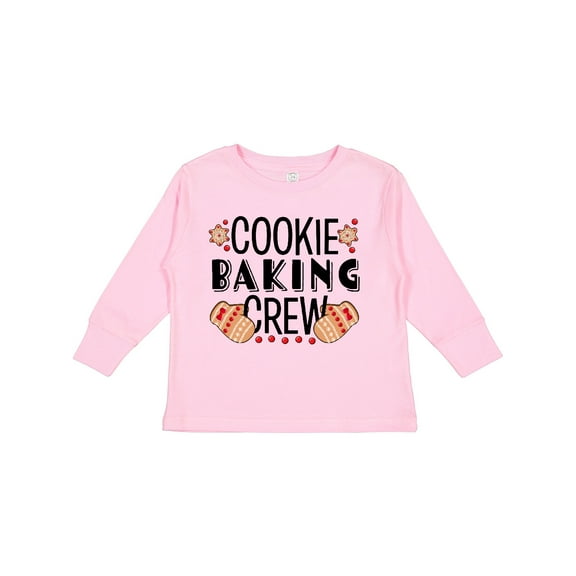 Inktastic Christmas Cookie Baking Crew with Oven Mitts Boys or Girls Long Sleeve Toddler T-Shirt