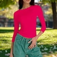 thumbnail image 4 of Dagugfen Sports Casual Tops for Women Fitness Stretchy Crew Neck Spandex Tops Daily Wear Base Layer Shirts, 4 of 7