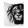 thumbnail image 1 of Lion Soft Flannel Fleece Throw Blanket, Wild Safari Life Animal Predator Hunter Dangerous Mammal Sketchy Portrait, Cozy Plush for Indoor and Outdoor Use, 70" x 90", Black White, by Ambesonne, 1 of 6