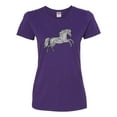 thumbnail image 2 of Black and White Mosaic Retro Mandala Wild Horse Animal Lover Womens Graphic T-Shirt, Purple, X-Large, 2 of 4