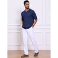 thumbnail image 2 of DARING DIVA Men's Striped Summer Short Sleeve Knitted See Through Shirts 2XL Dark Blue, 2 of 7