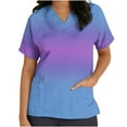 thumbnail image 1 of Short Sleeve Tops for Women Short Sleeve V-Neck Tops Uniform Printed Pockets Blouse Nursing, 1 of 5