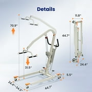 VOCIC Electric Patient Transfer Lift, Hydraulic Body Lift for Elderly, Foldable, Home Care, 440LBS